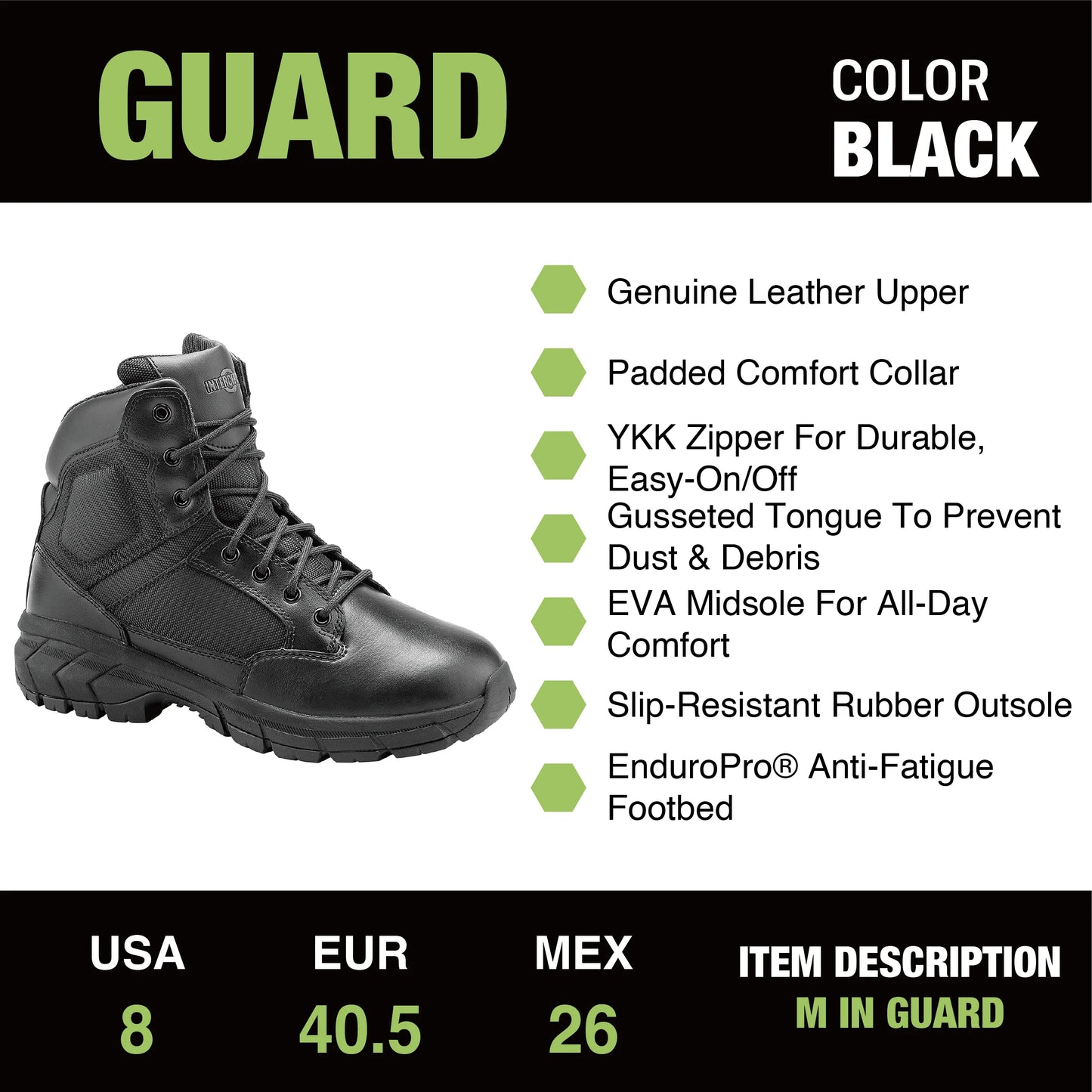 Men'S Guard Zippered 6" Soft Toe Tactical Boots